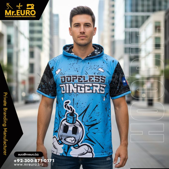Graphic Print Sublimation Short Sleeve Hoodie