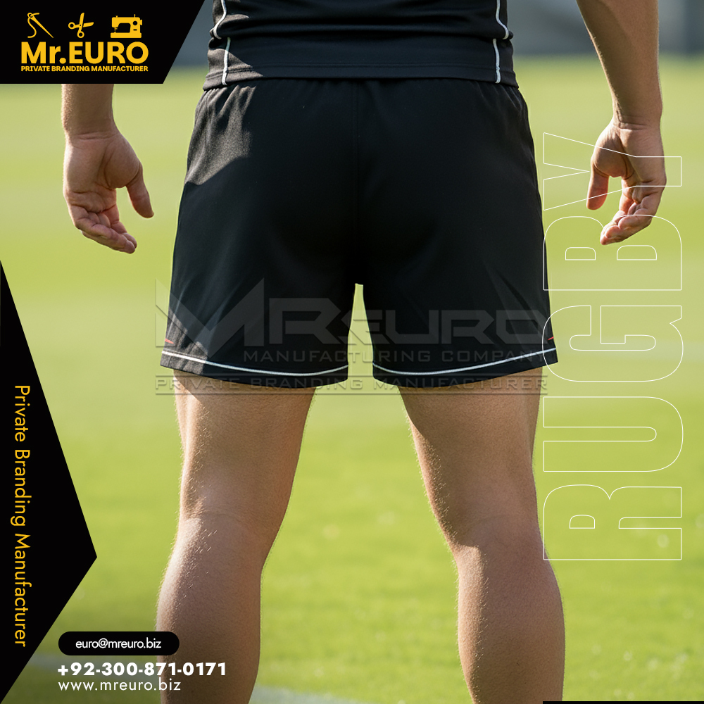 Custom Black Rugby Shorts Bold Team Statement Wear - Image 2