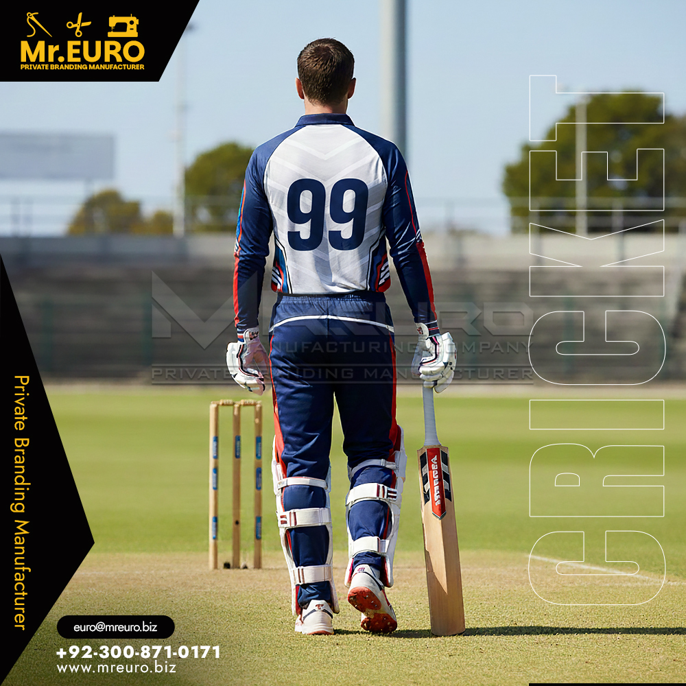 White & Navy Professional Cricket Kit for Club Teams - Image 2
