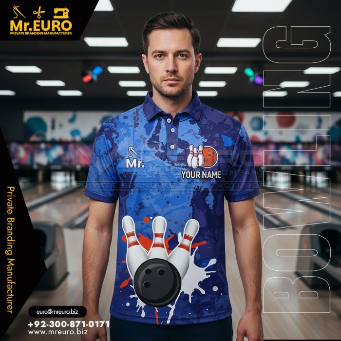 Blue Galaxy Bowling Polo Shirt Bold Print Design