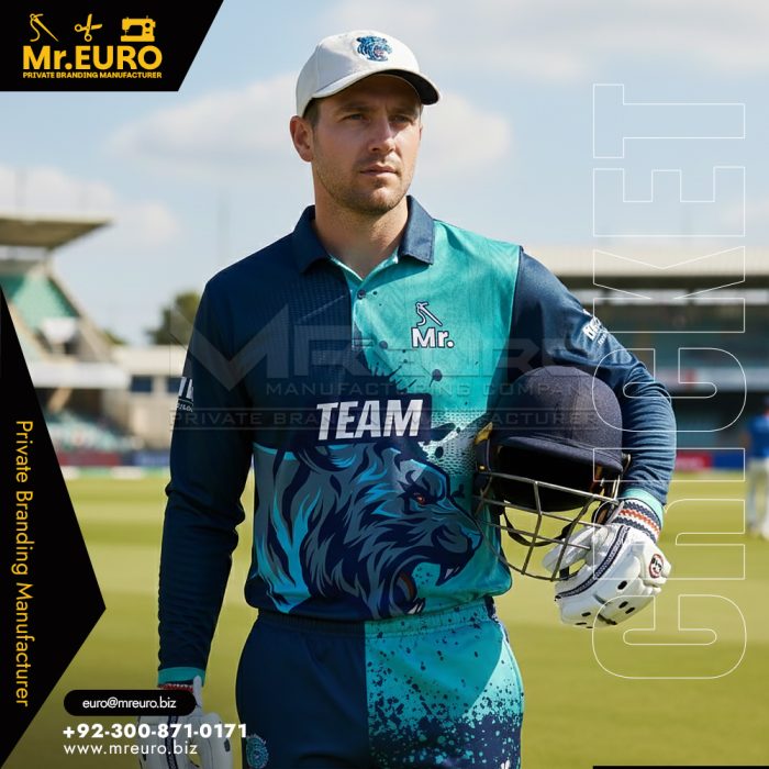 Teal Blue Modern Cricket Jersey for Club Cricket Teams