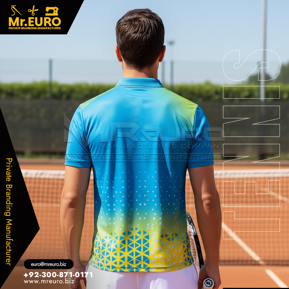 Sublimated Tennis Polo T-Shirt Bold Court Print - Image 2