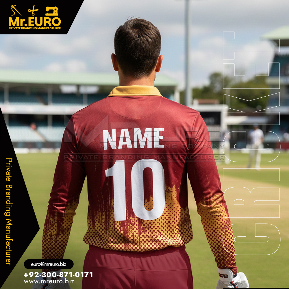 Maroon & Gold Premium Cricket Jersey for Club Teams - Image 2