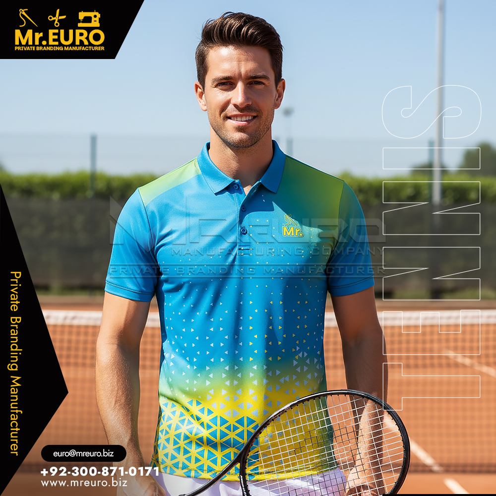 Sublimated Tennis Polo T-Shirt Bold Court Print