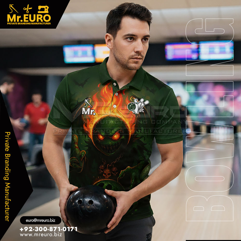 Green Fireball Bowling Polo Shirt Custom Print Style
