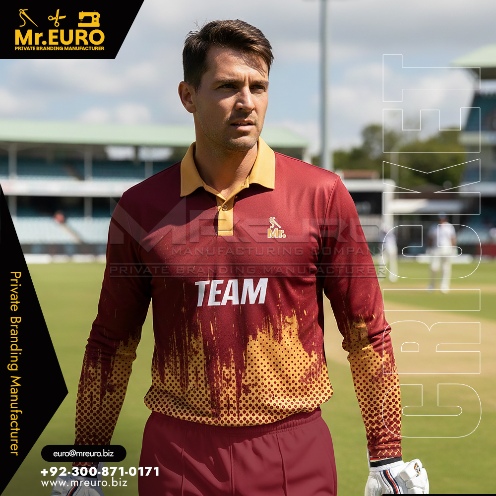 Maroon & Gold Premium Cricket Jersey for Club Teams