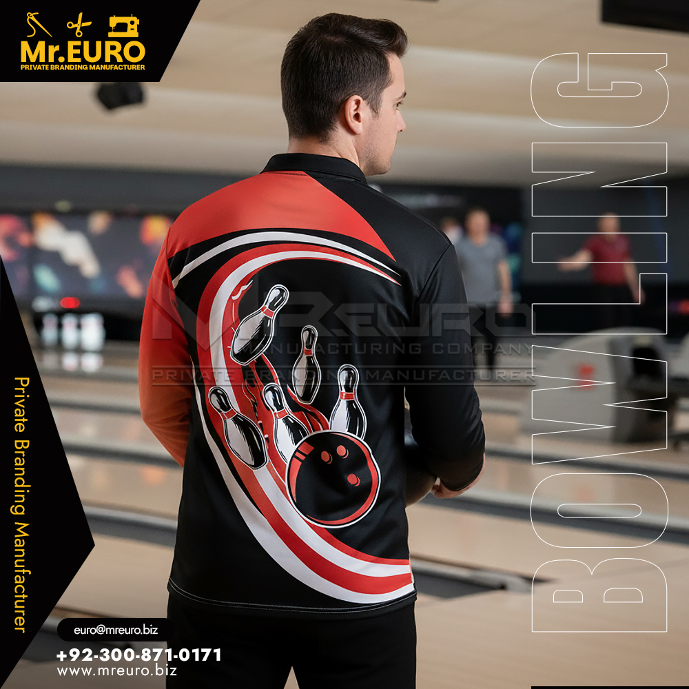 Red & Black Aggressive Bowling Polo Shirt - Image 2