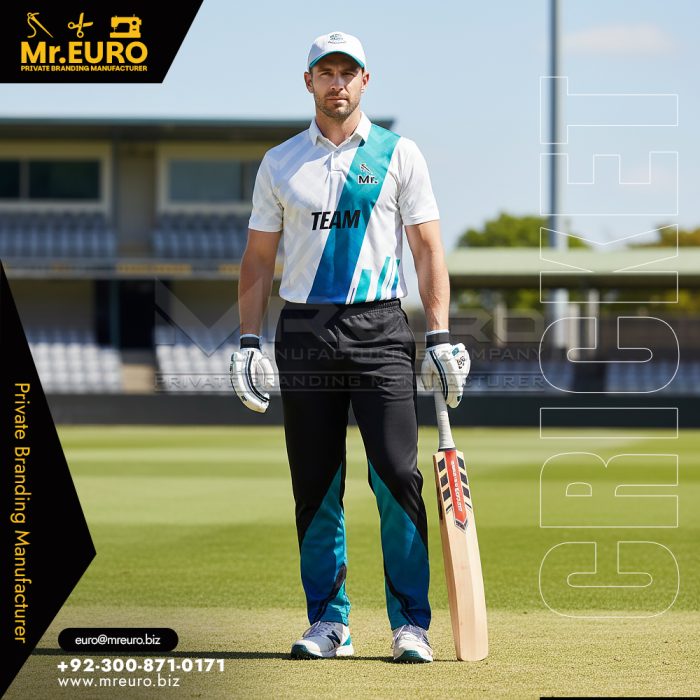 Printed White & Sky Blue Cricket Kit for Squads
