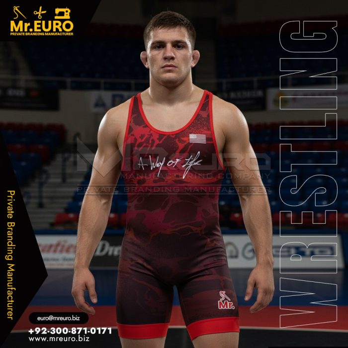 Premium Fit Red Wrestling Singlet