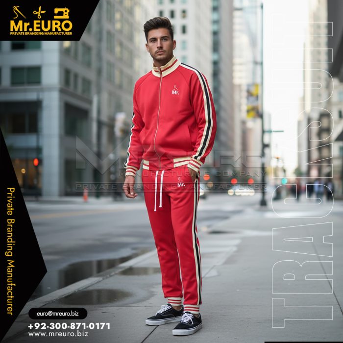 Men's Red Sports Tracksuit, Athletic Jogger & Jacket