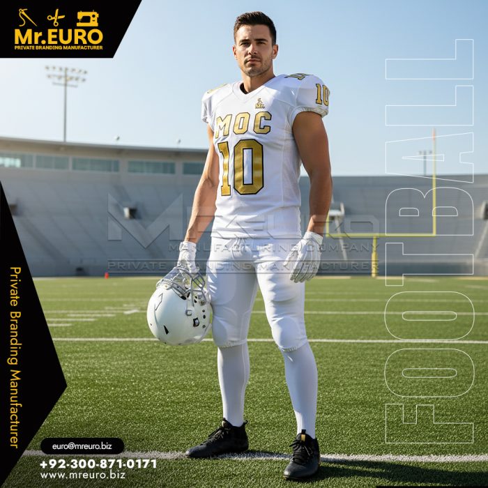 Custom White & Gold Football Uniform Team Set