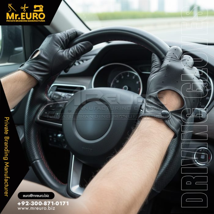 Premium Black Leather Driving Gloves