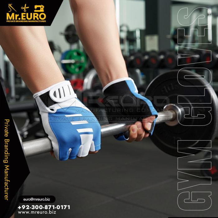 Blue Padded Gym Training Weightlifting Gloves