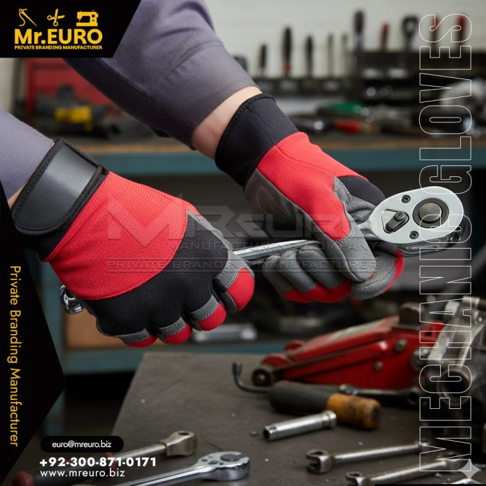 Red Heavy Duty Workshop Mechanic Gloves