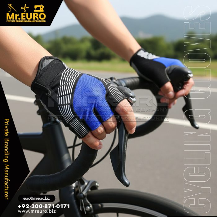 Blue Padded Road Bike Cycling Gloves Long Rides