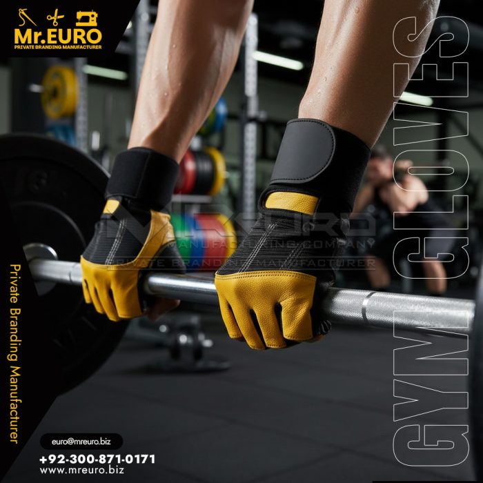 Yellow Heavy Duty Weightlifting Gloves For Training