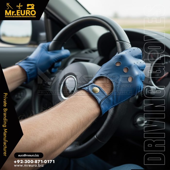 Sporty Blue Anti Slip Driving Gloves