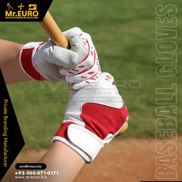 Flexible Red & White Baseball Batting Gloves Style
