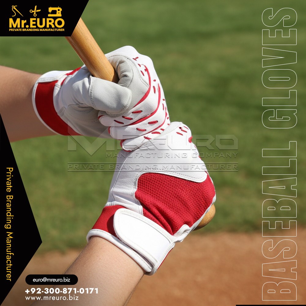 Flexible Red & White Baseball Batting Gloves Style