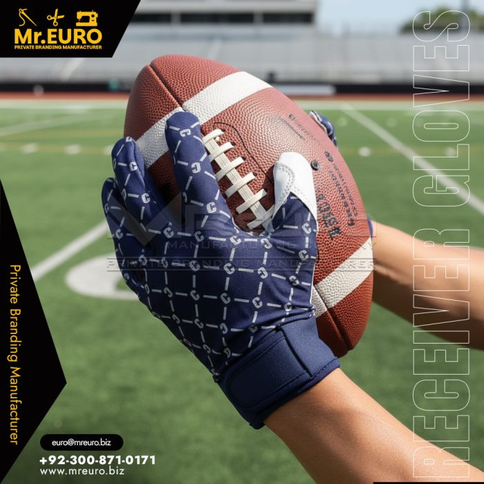 Blue Premium Grip Sublimation Football Receiver Gloves