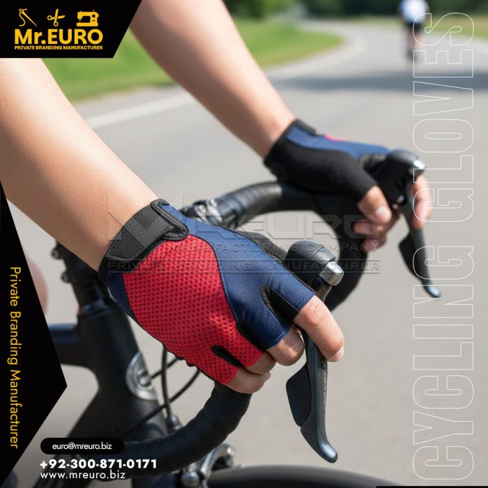 Red Breathable Anti Shock Bike Cycling Gloves
