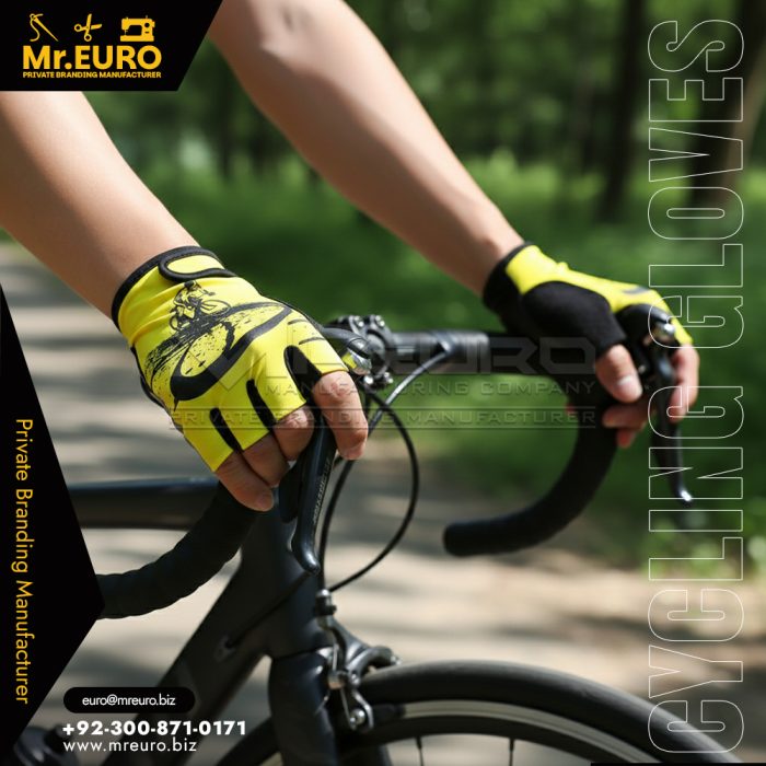 Yellow High Grip Sublimation Cycling Gloves