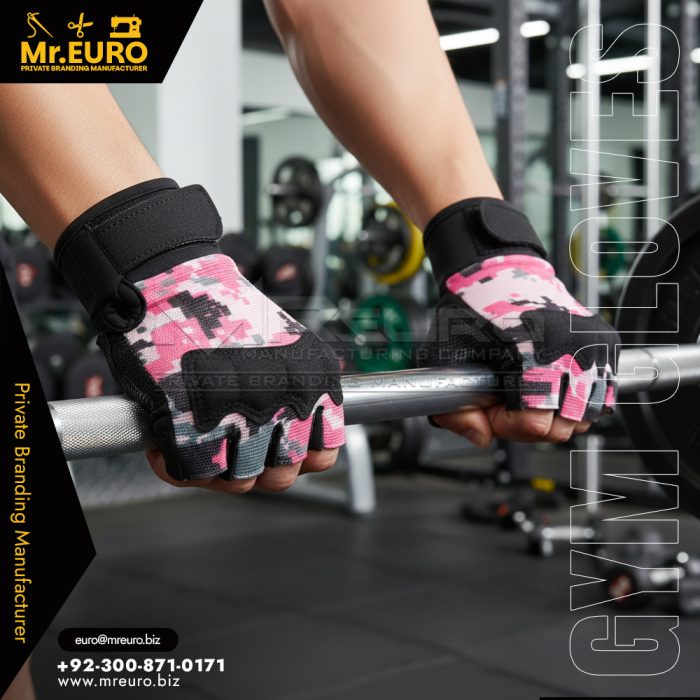 Pink Sublimation Women Weightlifting Gym Gloves