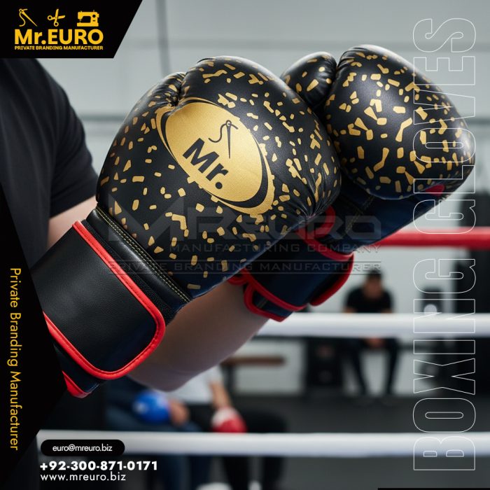 Professional Fighters Black Gold Boxing Gloves