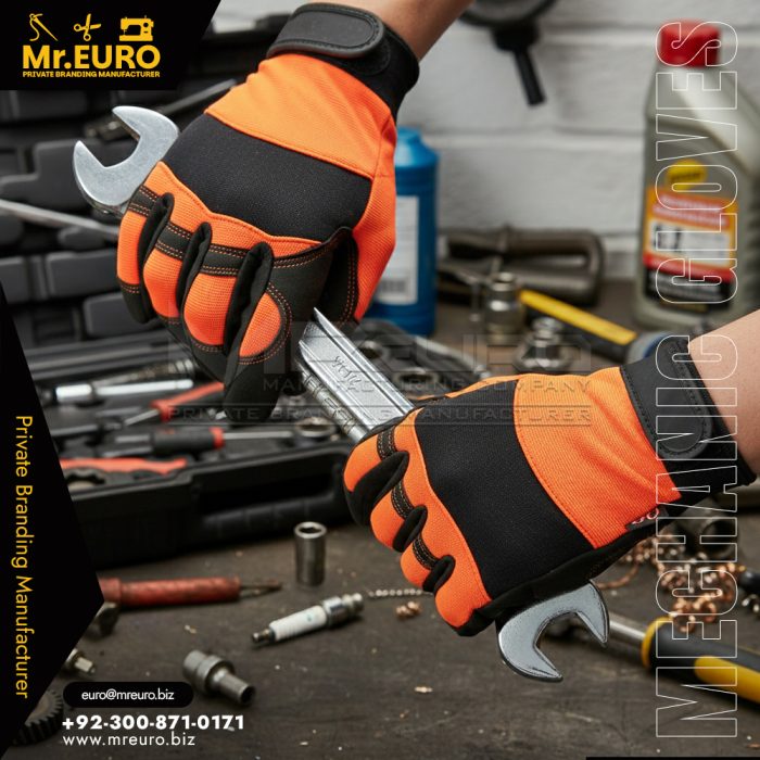 Orange Protective Work Mechanic Gloves