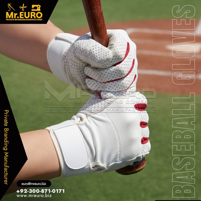 White & Red High Performance Baseball Batting Gloves