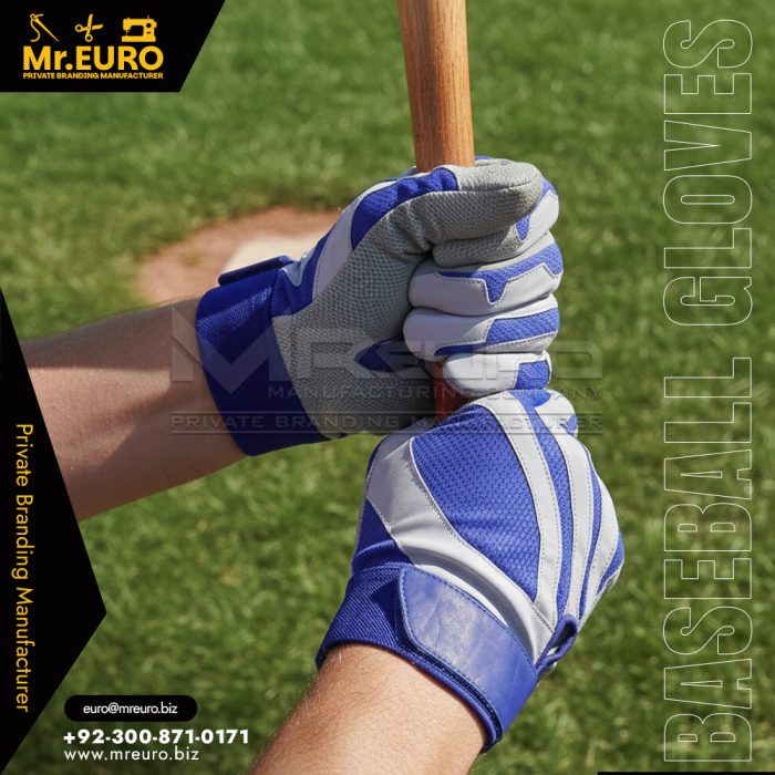 Lightweight Blue & White Baseball Batting Gloves