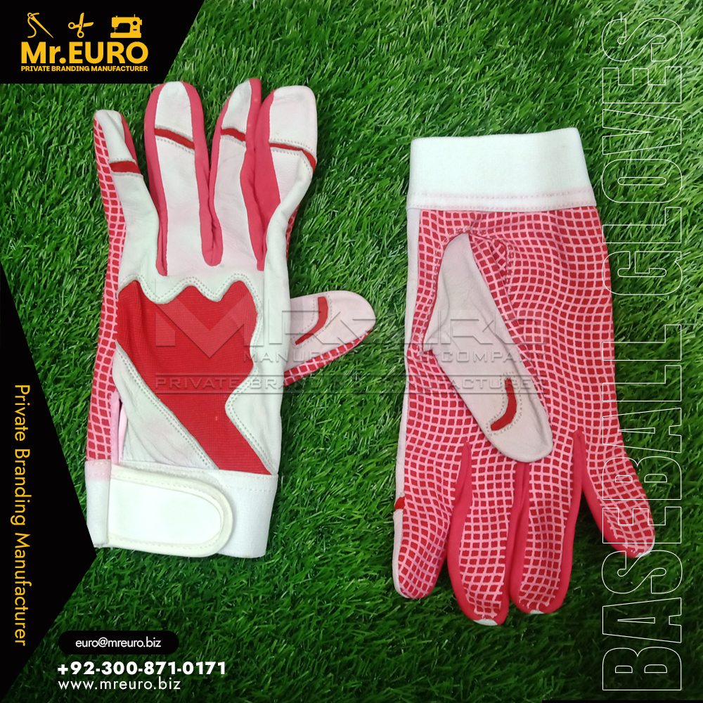 Red Baseball Batting Gloves Pro Grip Performance - Image 2