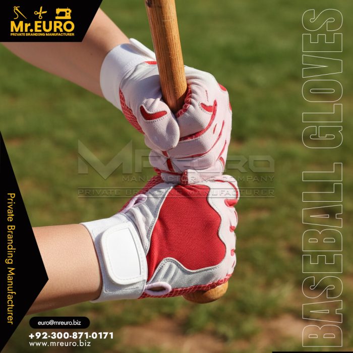 Red Baseball Batting Gloves Pro Grip Performance