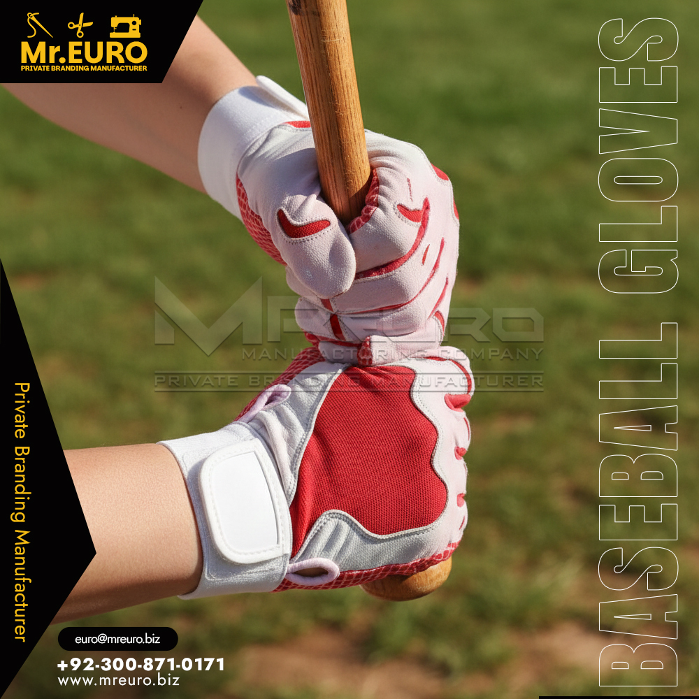 Red Baseball Batting Gloves Pro Grip Performance